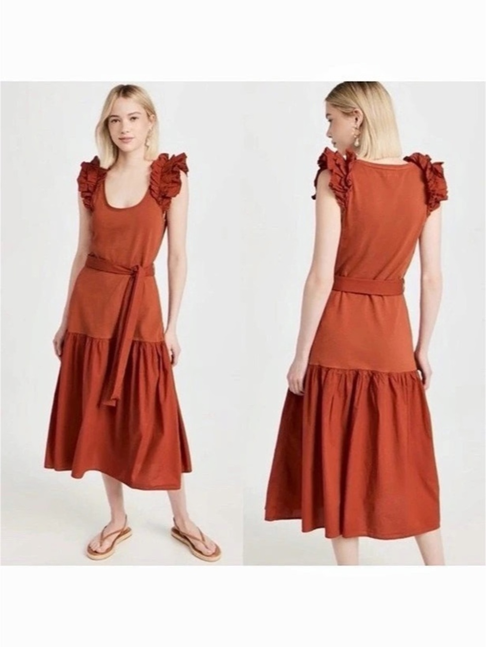 Nation Midi Dress in Red Size Medium NWT
